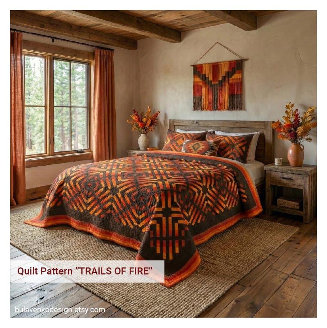Trails of Fire Quilt Pattern | Modern Geometric Log Cabin Design (PDF ...