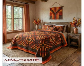 Trails of Fire Quilt Pattern | Modern Geometric Log Cabin Design (PDF)