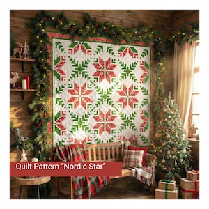 Nordic Star, Quilt Design - Digital PDF Pattern Download" Size: 88" x 88" 7-2025