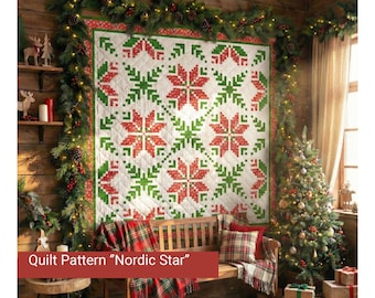 Nordic Star, Quilt Design - Digital PDF Pattern Download" Size: 88" x 88" 7-2025