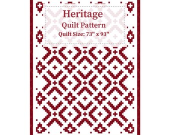 Heritage, quiltpatroon, pdf, downloaden, stroken, tweeling, afmeting: 73" x 93", 5-2025
