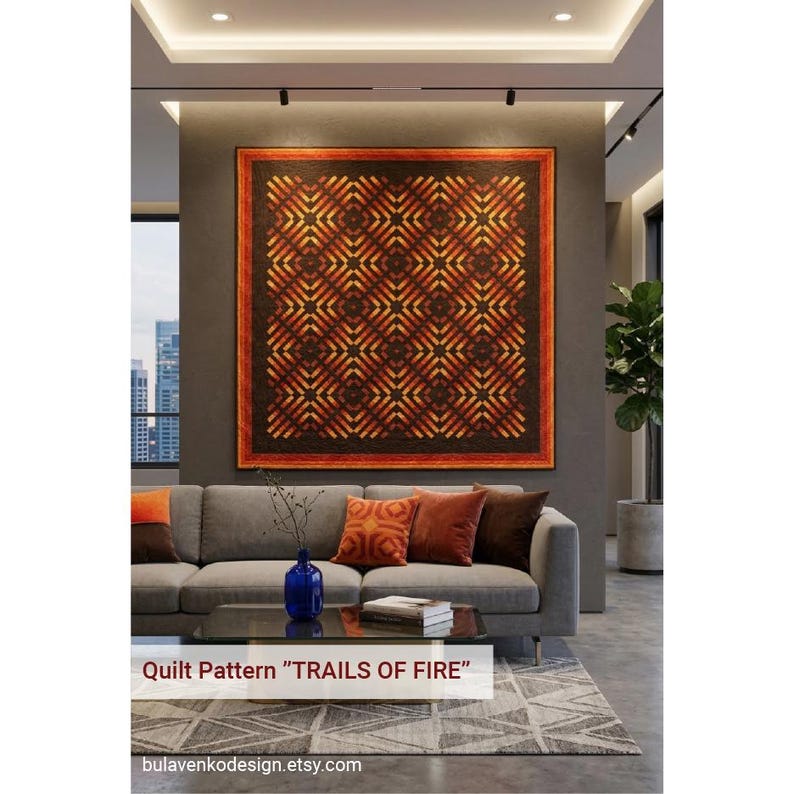 Trails of Fire Quilt Pattern | Modern Geometric Log Cabin Design (PDF ...