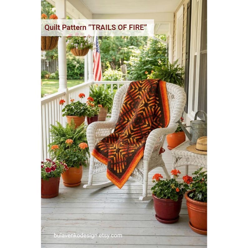 Trails of Fire Quilt Pattern | Modern Geometric Log Cabin Design (PDF ...