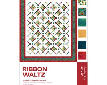 Ribbon Waltz Quilt Pattern, Boho Blooms Collection (PDF Pattern), 84" x 99" Finished Size