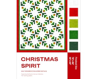 Christmas Spirit Quilt Pattern, Modern Geometric Design (PDF)