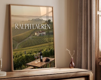 Italian Sunset Vineyard Print: Ralph Lauren Inspired Wall Art (Digital Download
