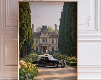 Vintage Car Poster, Old Money Aesthetic Poster, Vintage Car Print, Luxury Wall Art, Retro Fashion Print, Stylish Digital Wall Decor