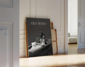 Boat Couple Poster, Old Money Print, Black and White Luxury Wall Art,  Vintage Minimalist Print, Coastal Decor, Quiet Luxury Style