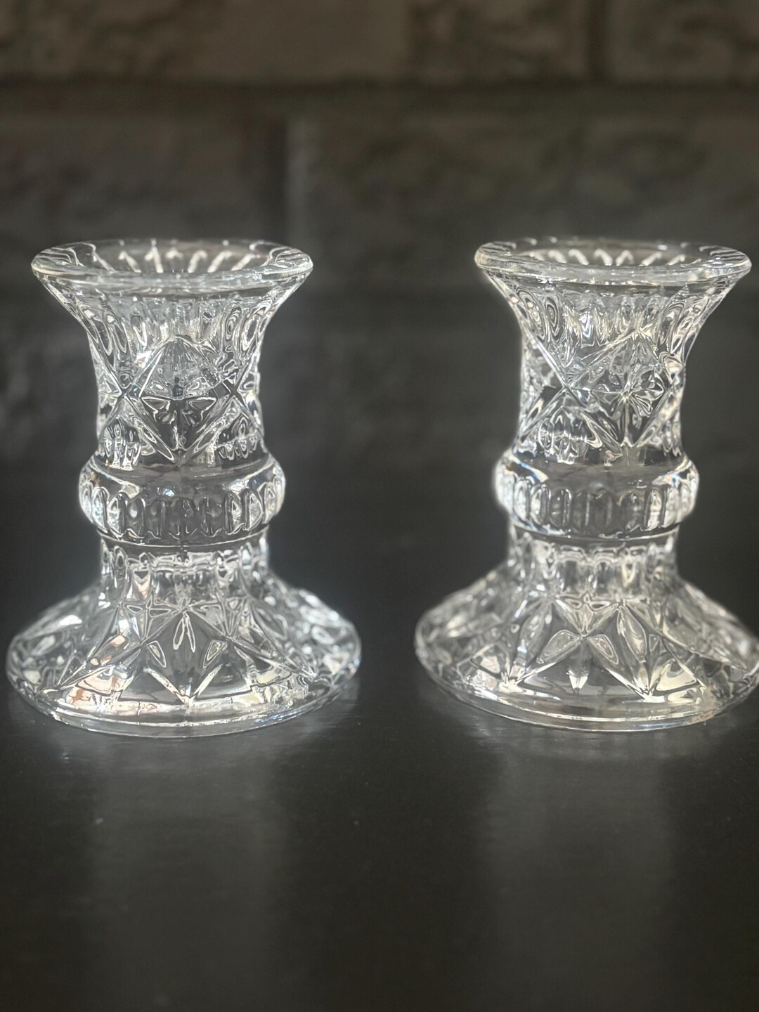 Vintage Crystal Candlestick Holders With a Cut Glass Design - Etsy