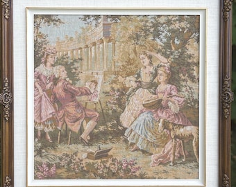 Tapiz pastoral francés enmarcado