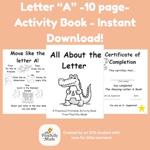Letter A Printable Book for Kids - Fun Alphabet Activity Pages for Preschool, OT, and Early Learning