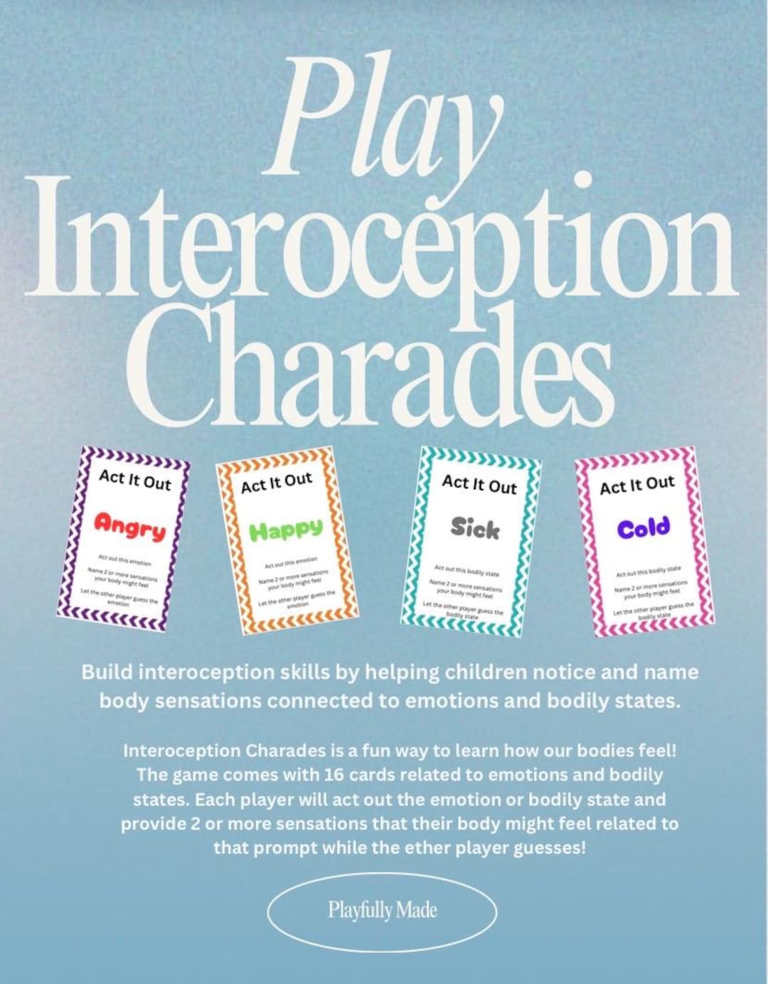 Interoception Charades Game: Social Emotional Learning, Body Sensations ...
