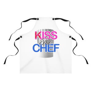 Kiss the Chef Apron, Fun Cooking Gift, Kitchen Decor, Chef Apparel, BBQ Party Gear, Cooking Enthusiast Accessory, Fun for Foodies