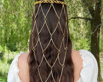 Gold Chainmail Headpiece: Medieval Crown, Ren Faire Costume