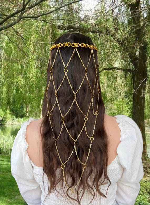 Gold Chainmail Headpiece: Medieval Crown, Ren Faire Costume