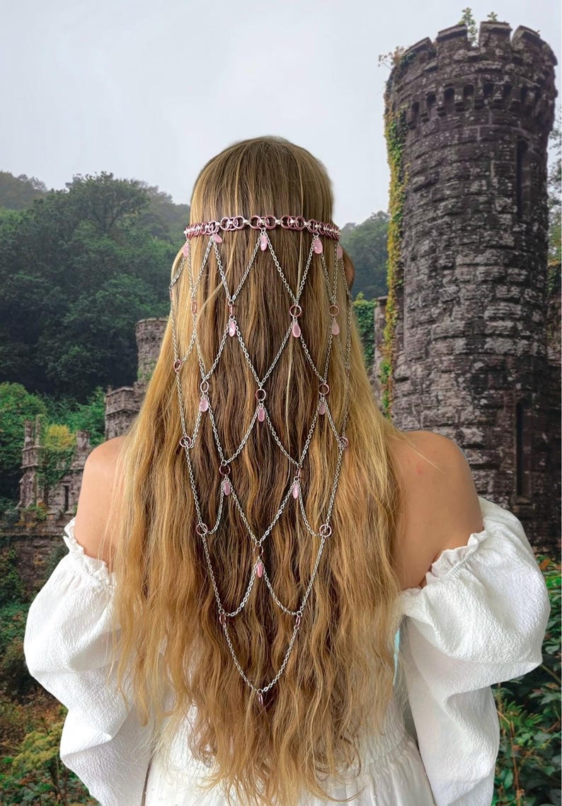 Pink Chainmail Headpiece: Princess Crown, Ren Faire Costume, Fairy Core ...