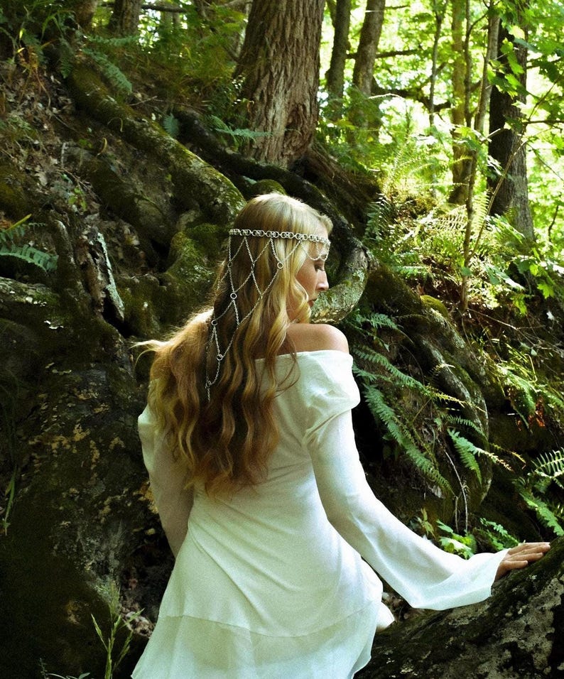 Evenstar Kettenhemd Kopfschmuck: Arwen Reif, Ren Faire Kostüm, Elfen Krone, Arwen Cosplay Bild 2