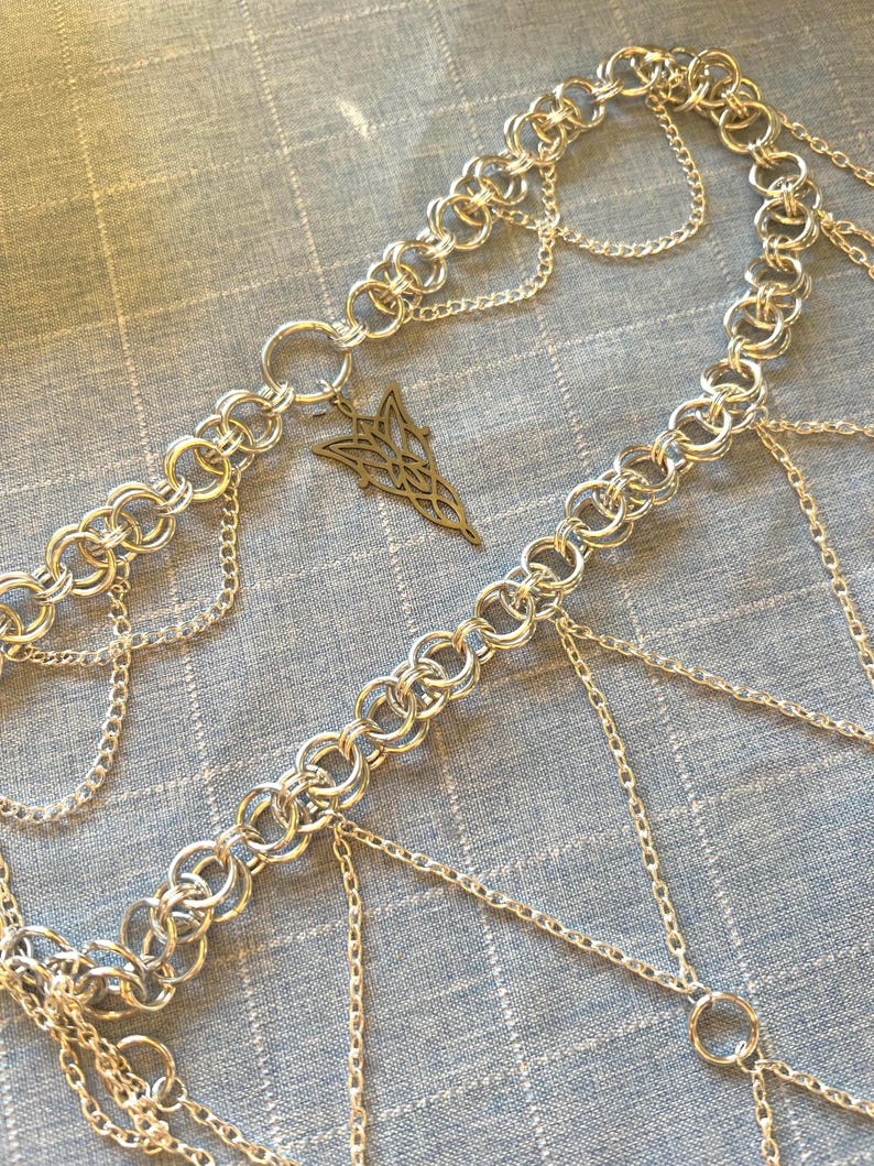 Evenstar Kettenhemd Kopfschmuck: Arwen Reif, Ren Faire Kostüm, Elfen Krone, Arwen Cosplay Bild 3