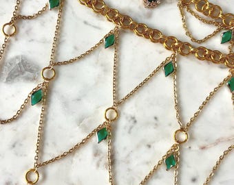 Hightower Chainmail Kopfschmuck: Gold und Grün Mittelalterlicher Kopfschmuck, Ren Faire Kostüm, Cosplay