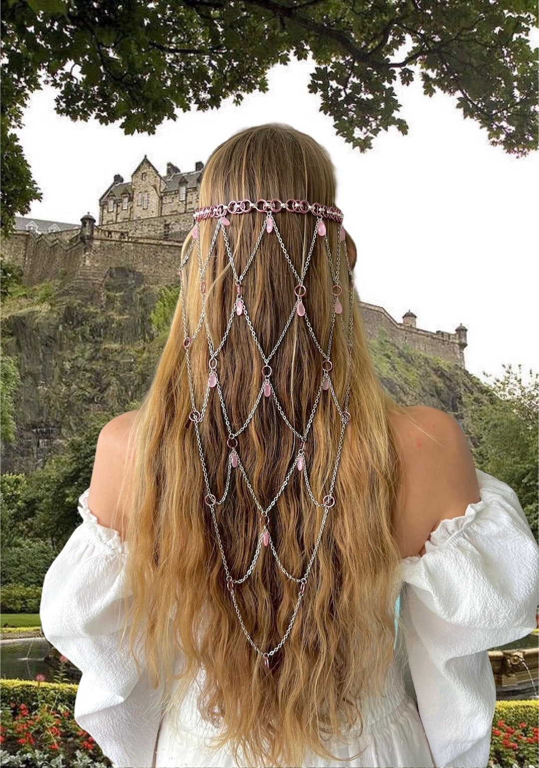 Pink Chainmail Headpiece: Princess Crown, Ren Faire Costume, Fairy Core ...