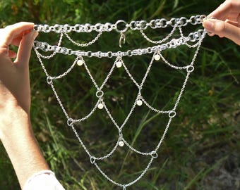Moon Medieval Chainmail Headpiece for Short Hair | Renaissance Crown