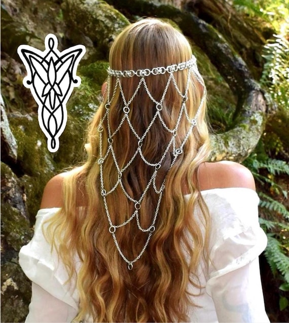 Evenstar Chainmail Headpiece: Arwen Circlet, Ren Faire Costume, Elven Crown, Arwen Cosplay