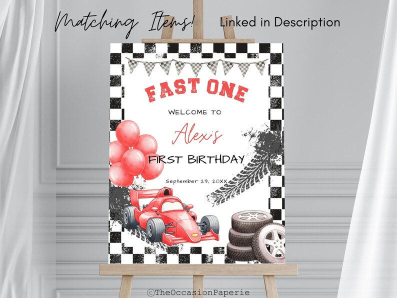 Fast One Racing Car First Birthday Invitation, Race on Over Invite, Fast One Birthday, Race Car Invite, Editable Boys First Bday Invite image 8