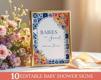 Cielito Lindo Baby Shower Decoration Table Signs Bundle Talavera Baby Shower Papel Picado Decoration Cielito Lindo Mexican Baby Shower Decor