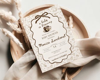Baby Shower Invite Coffee Theme, A Baby is Brewing Baby Shower Invitation, Coffee Bean Baby Shower, Coffee Bean Baby, Baby Brewing Invite