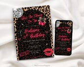 Cherry On Top Birthday Invitation, Leopard Cherry Invite, She’s The Cherry On Top, Cheetah Cherries Birthday, Downloadable Invite