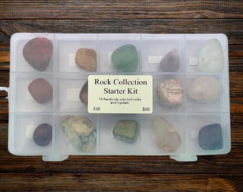 Rock Collector’s Starter Kit, A Random Collection of 15 Unique Labeled Stones