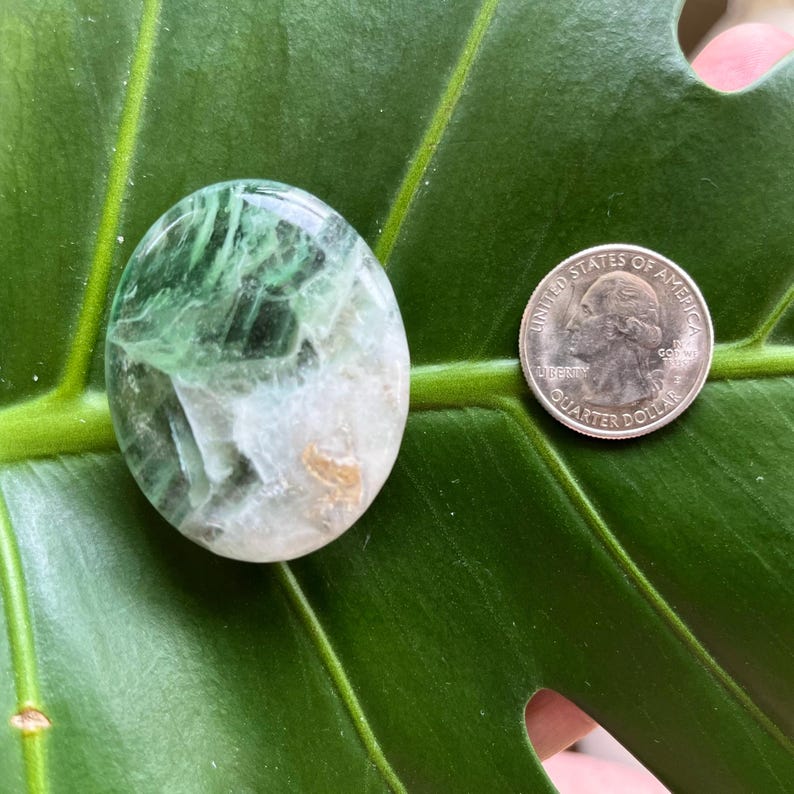 Polished Pocket Crystal Palm Stones, Multiple Different Varieties Available Flourite