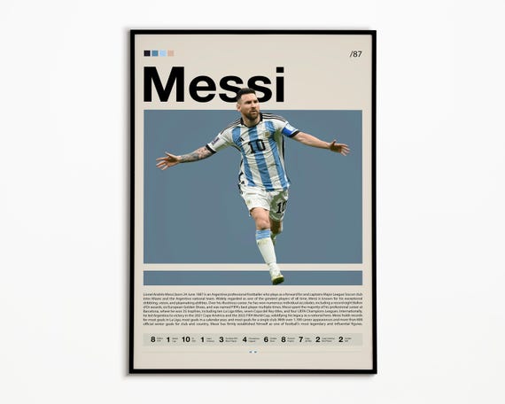 Lionel Messi Poster, Argentina Soccer Print, Sports Poster, Soccer Gifts, Football Poster, Sports Bedroom Posters, Soccer Wall Art