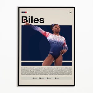 Simone Biles Poster, Gymnast Poster, Athletics Prints, Sports Poster, Mid-Century Modern, Motivational Poster, Sports Bedroom Posters