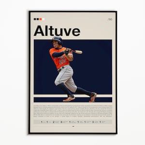 Jose Altuve Poster, Houston Astros Print, Baseball Prints, Sports Poster, Baseball Player Gift, Baseball Wall Art, Sports Bedroom Posters