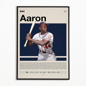 Hank Aaron Poster, Atlanta Braves Poster, Baseball Prints, Sports Poster, MLB Poster, Baseball Wall Art, Sports Bedroom Posters