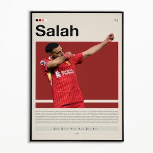 Mohamad Salah Poster, Egyptian Footballer Print, Sports Poster, Soccer Gifts, Football Poster, Sports Bedroom Posters, Soccer Wall Art