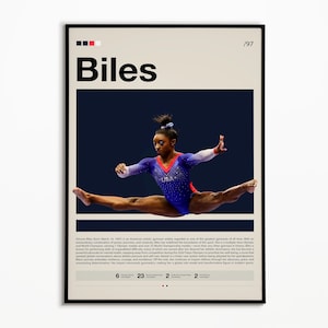 Simone Biles Poster, Gymnast Poster, Athletics Prints, Sports Poster, Mid-Century Modern, Motivational Poster, Sports Bedroom Posters