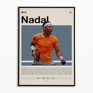 Rafael Nadal Poster, Tennis Poster, Motivational Poster, Sports Poster, Modern Sports Art, Tennis Gifts, Minimalist Poster, Tennis Art