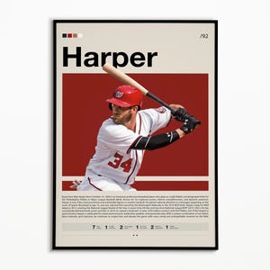 Bryce Harper Poster, Philadelphia Phillies, Baseball Prints, Sports Poster, Baseball Player Gift, Baseball Wall Art, Sports Bedroom Posters