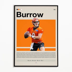 Joe Burrow Poster, Cincinnati Bengals Poster, NFL Poster, Sports Poster, Football Poster, NFL Wall Art, Sports Bedroom Posters