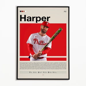 Bryce Harper Poster, Philadelphia Phillies, Baseball Prints, Sports Poster, Baseball Player Gift, Baseball Wall Art, Sports Bedroom Posters