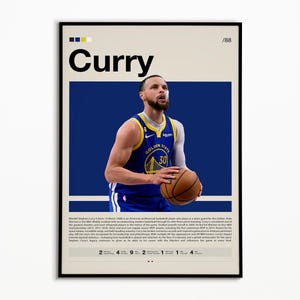 Steph Curry Poster, Golden State Warriors, NBA Poster, Sports Poster, Mid Century Modern, NBA Fans, Basketball Gift, Sports Bedroom Posters