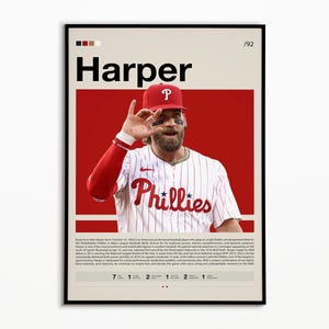 Bryce Harper Poster, Philadelphia Phillies, Baseball Prints, Sports Poster, Baseball Player Gift, Baseball Wall Art, Sports Bedroom Posters