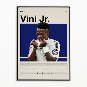 Vinicius Junior Poster, Real Madrid Poster, Sports Poster, Football Player Poster, Soccer Gifts, Soccer Wall Art, Sports Bedroom Posters