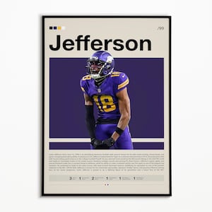 Justin Jefferson Poster, Minnesota Vikings Print, NFL Poster, Sports Poster, Football Poster, NFL Wall Art, Sports Bedroom Posters