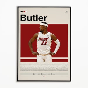 Jimmy Butler Poster, Miami Heat Print, NBA Poster, Sports Poster, Mid Century Modern, NBA Fans, Basketball Gift, Sports Bedroom Posters