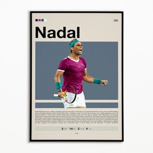 Rafael Nadal Poster, Tennis Poster, Motivational Poster, Sports Poster, Modern Sports Art, Tennis Gifts, Minimalist Poster, Tennis Art