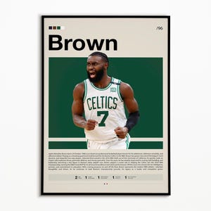 Jaylen Brown Poster, Boston Celtics Poster, NBA Poster, Sports Poster, Mid Century Modern, NBA Fans, Basketball Gift, Sports Bedroom Posters