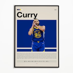 Steph Curry Poster, Golden State Warriors, NBA Poster, Sports Poster, Mid Century Modern, NBA Fans, Basketball Gift, Sports Bedroom Posters